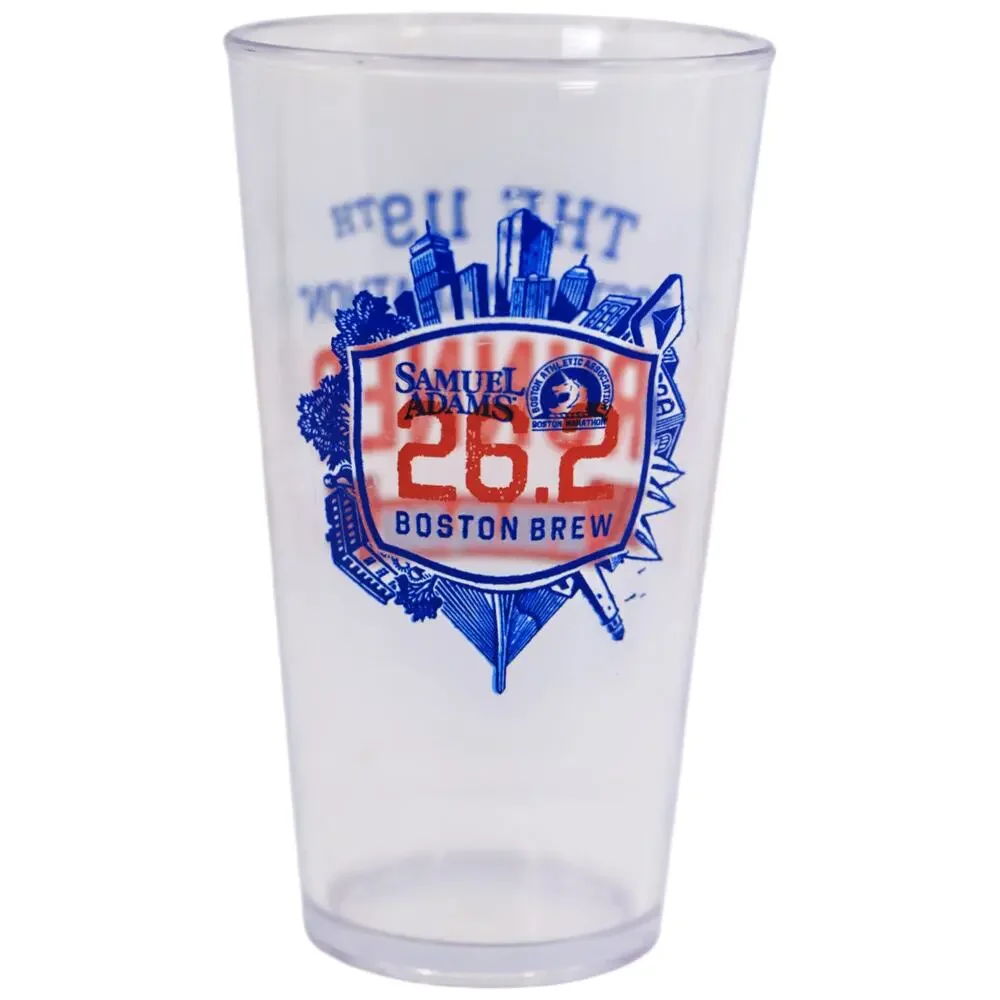 Samuel Adams 119th Boston Marathon 2015 Runner 26.2 Plastic Clear Pint Glass